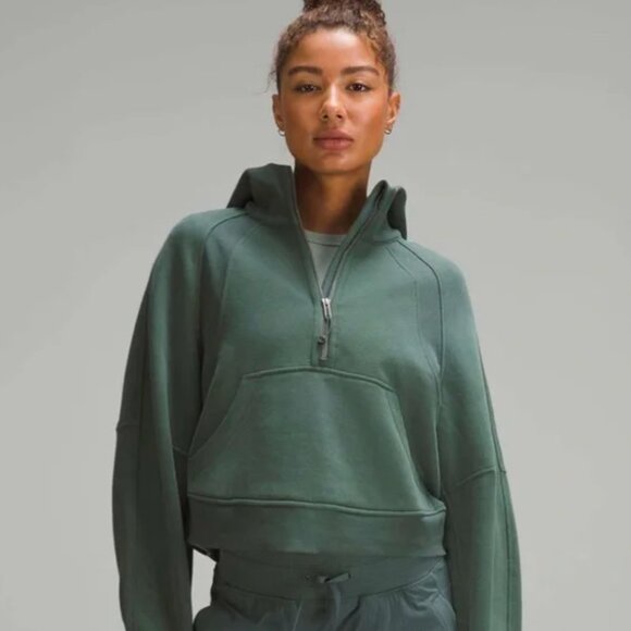lululemon athletica Tops - Scuba Oversized Half-Zip Hoodie Green Jasper or Storm Teal M/L Lululemon